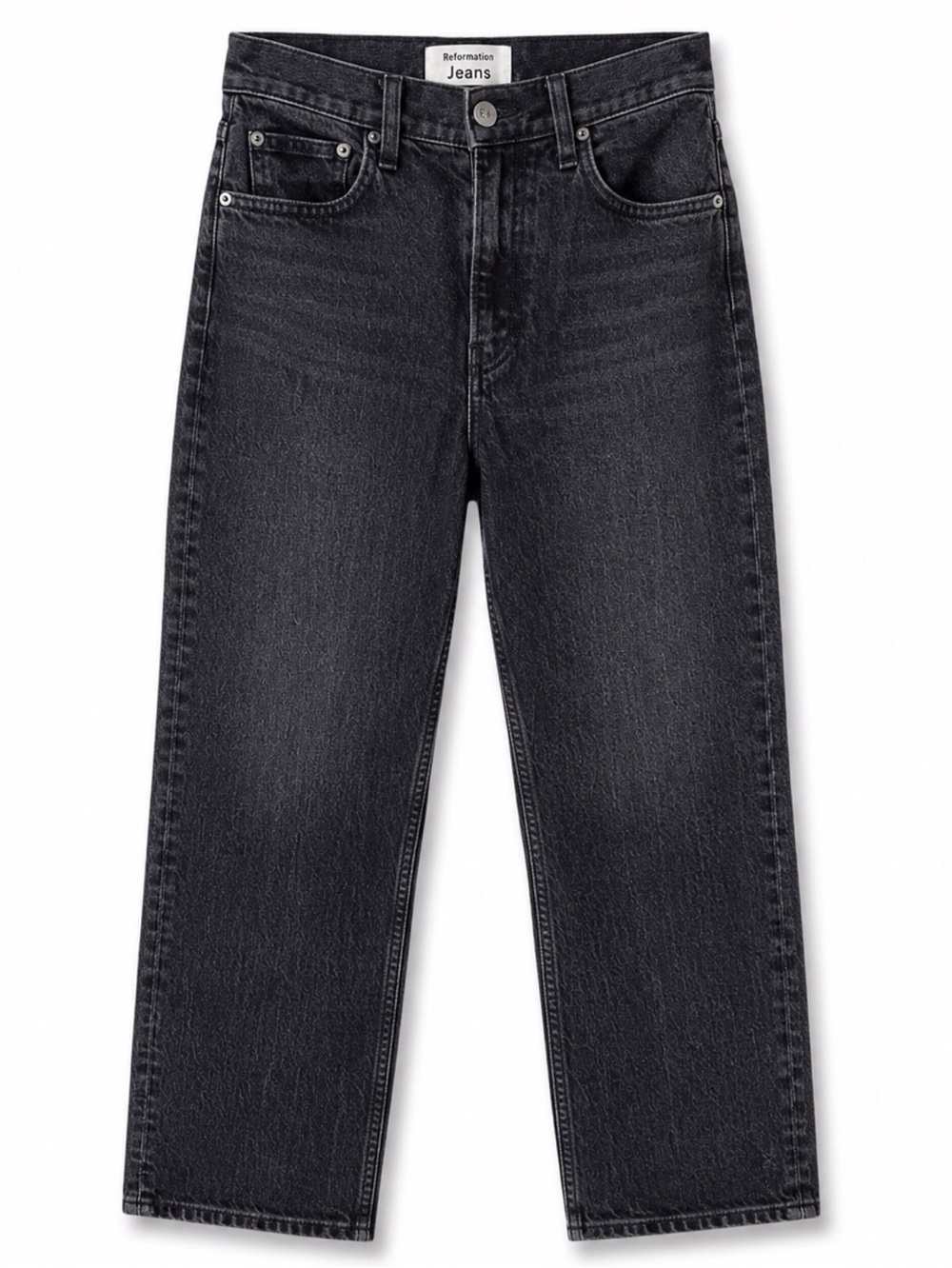 Reformation Black Straight-Leg Jeans
